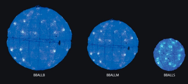 クリスタルグロー・ボール　ブルー色　BBALLB（ボール大型）　BBALLM（ボール中型）　BBALLS（ボール小型）