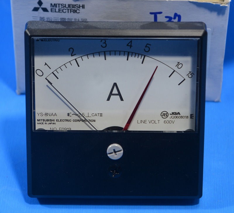 三菱電機　YS-8NAA　0-5-15　DRCT　N　交流電流計 角形計器（T27)