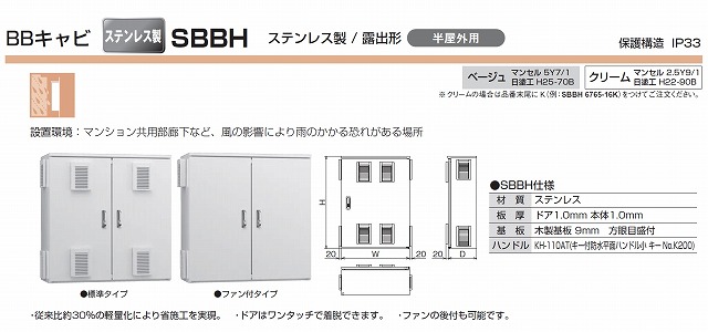 河村電器産業 SBBOV6765-25-FK BBキャビ ステンレス製/屋外用・壁掛型