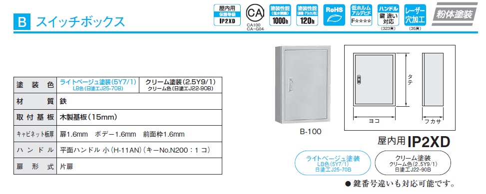 日東工業 B12-2535（B-60）ライトベージュ・B12-2535C（B-60C）クリーム スイッチボックス・露出形の激安通販 | 5 B ...