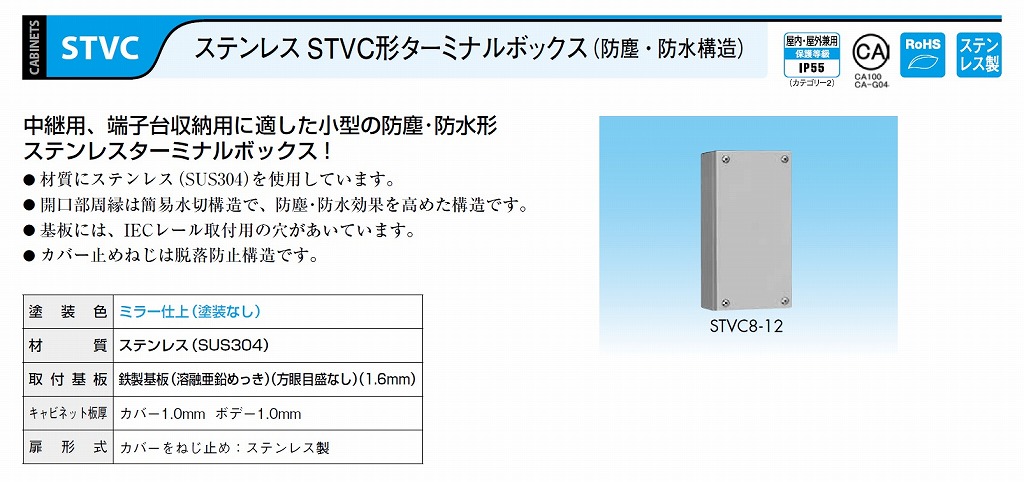 通販 | 日東工業 STVC8-23 ステンレスSTVC形ターミナルボックス（防水