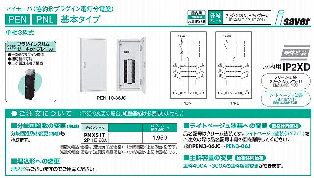 華麗 日東工業 アイセーバ標準電灯分電盤 PNL6-30-RF20JC - 電設資材 