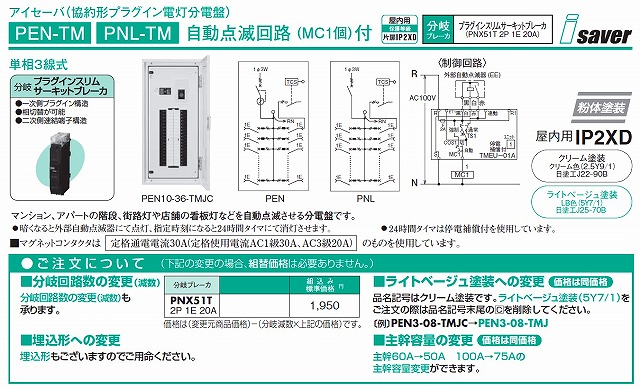 日東工業 ENA25-36-RY9J スリムセーバ標準電灯分電盤 - 3