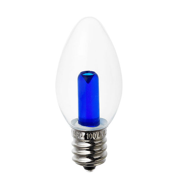 LED装飾電球　ローソク球（C7)　E12　クリアブルー　LDC1CB-G-E12-G308　（10入）
