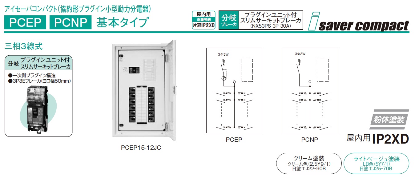 PCNP6-10JC：小型動力分電盤 基本タイプ 主幹：サーキットブレーカ（CB