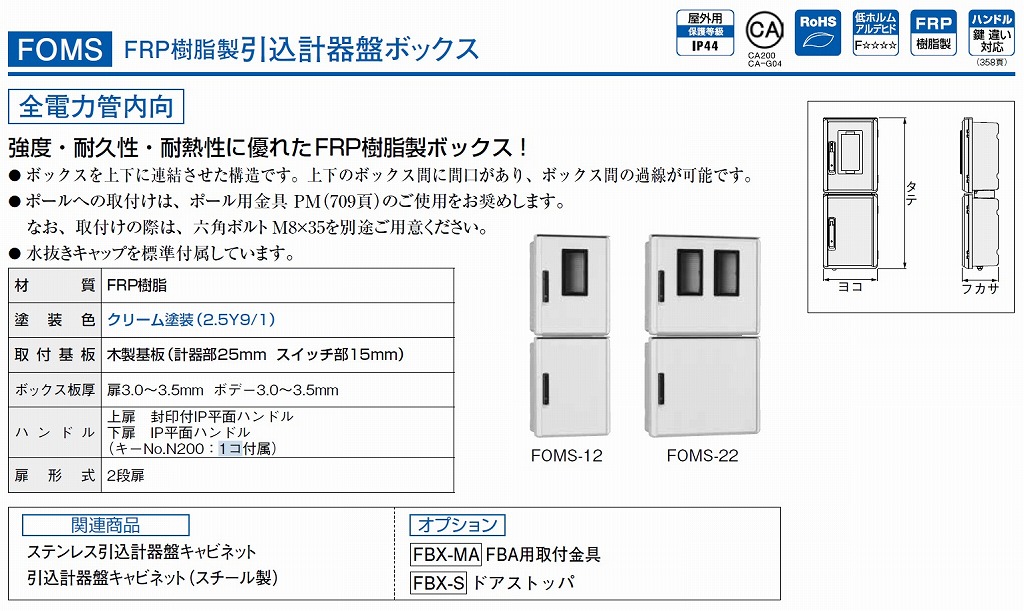 日東工業 FOK20-107 FRP樹脂製仮設分電盤ボックス 両扉 外形寸法mm ヨコ1000タテ700フカサ250 - 3
