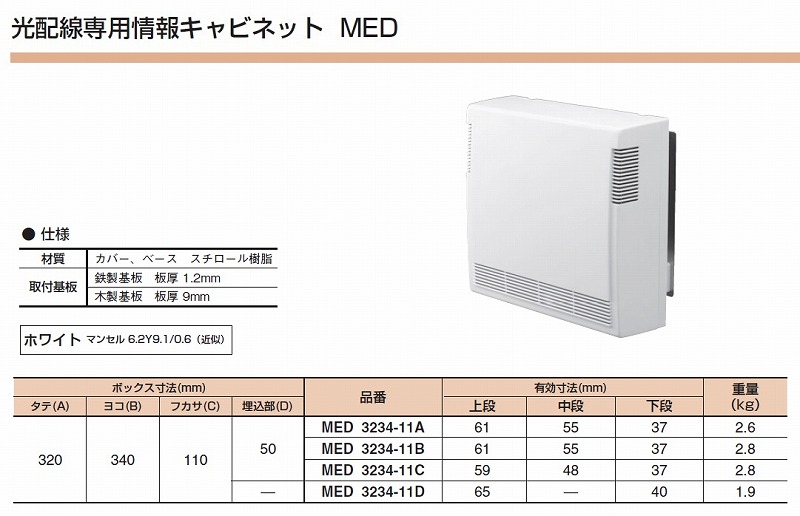 河村電器産業 MED3234-11A 光配線専用情報分電盤 MEDの激安通販 | 弱電・通信機器収納キャビネット・スペースボックス・増設用分電