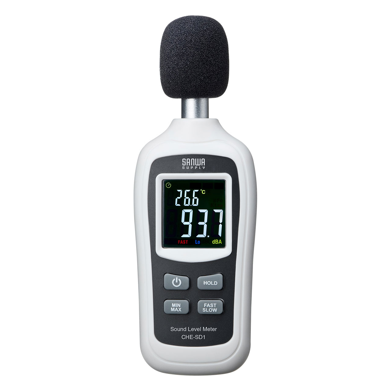 サンワサプライ　CHE-SD1　デジタル騒音計（小型・気温測定機能付き）