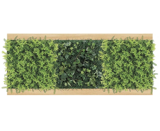 グリーンモード　連接グリーン　GM1720　45角3連（1350㎜NA）　壁面緑化　木目フレーム付き（ナチュラル）