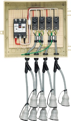 未来工業（MIRAI)　13-4BW4　ELB組込品　（ベージュ色）　屋外電力用仮設ボックス　（漏電しゃ断器・分岐ブレーカー・コンセント内蔵）　受注品