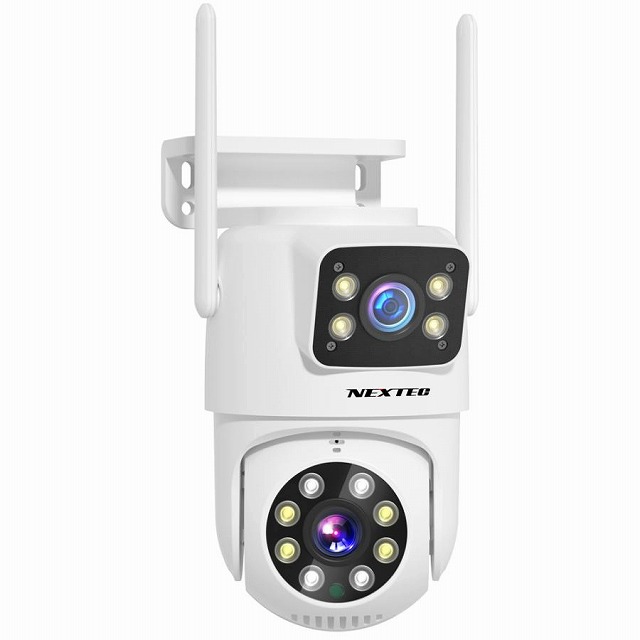 F.R.C　ワイヤレス防犯カメラ　PTZ機能搭載監視カメラ・ダブルアイIPカメラ　NX-A32R (W) 　　