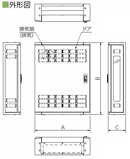 通販 | 日東工業 THD21-6565-DF HUB収納キャビネット 壁掛け・ドア 