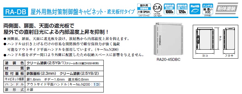 通販 | 日東工業 RA20-68DBC [RA-DB]屋外用熱対策制御盤キャビネット