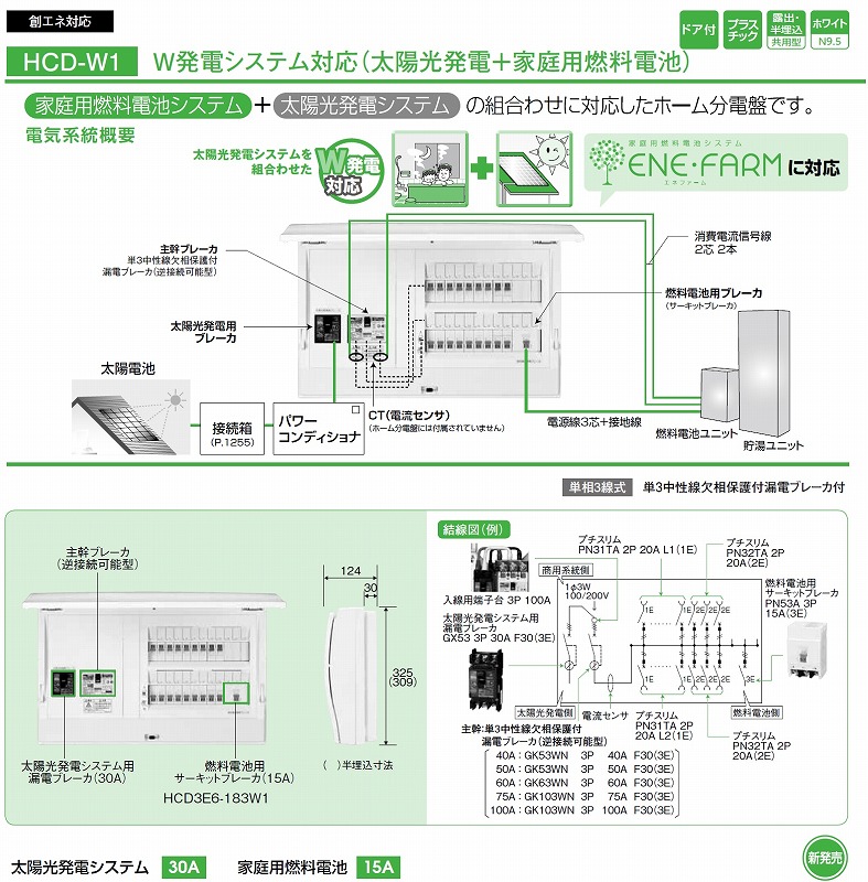 通販 | 日東工業 HCD3E5-223W1 ホーム分電盤（ドア付）W発電システム 