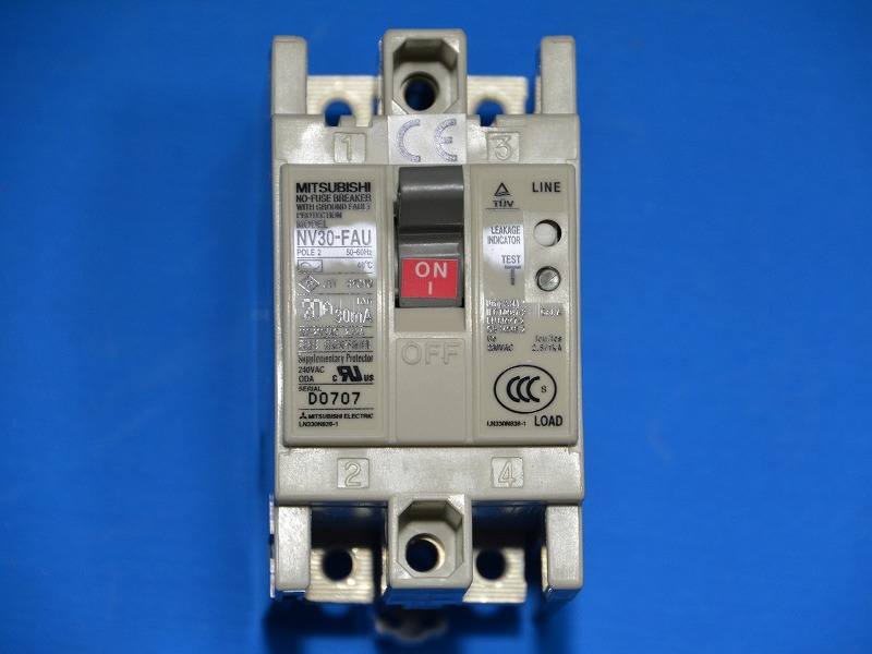 三菱電機　NV30-FAU　2P2E　20A　30mA　AC230-240V漏電遮断器　【長期在庫品】