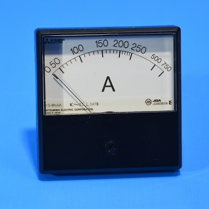 三菱電機　YS-8NAA B 0-250-750A 250/5A  N　角形計器　交流電流計