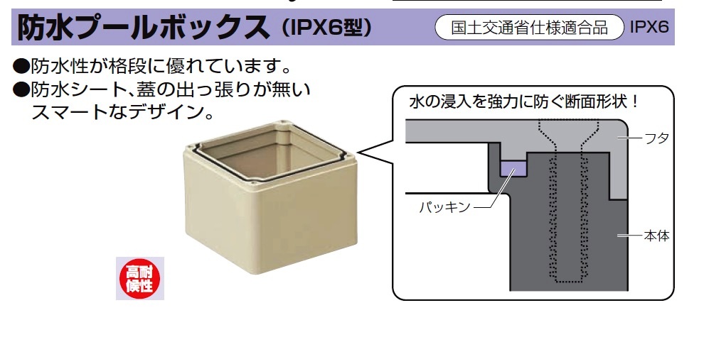 正方形防水プールボックス(カブセ蓋・ノック無)300×300×200mm グレー 1