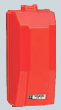 未来工業　WB-1R　ウオルボックス（プラスチック製防雨ボックス）　赤色〈危険シール付〉　タテ型