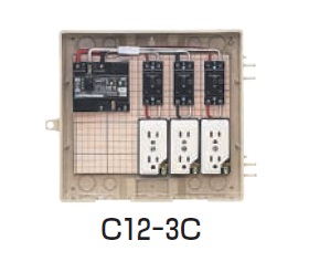 未来工業（MIRAI)　C12-3C　屋外電力用仮設ボックス　透明蓋　（漏電しゃ断器･分岐ブレーカ･コンセント内蔵）