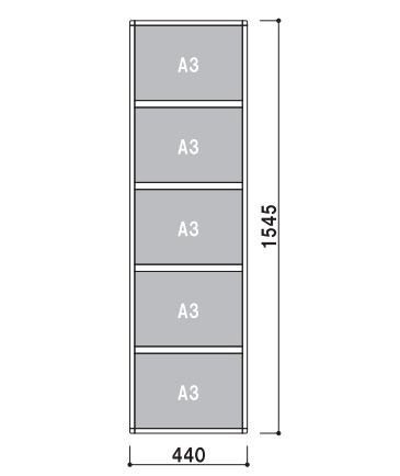 ファースト　S3Y5　A3横5段　プリンパスライドパネル複数段A3　【壁面直付可・カバー付・屋内・片面】