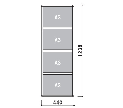 ファースト　S3Y4　A3横4段　プリンパスライドパネル複数段A3　【壁面直付可・カバー付・屋内・片面】