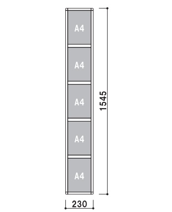 ファースト　S4T5　A4縦5段　プリンパスライドパネル複数段A4　【壁面直付可・カバー付・屋内・片面】