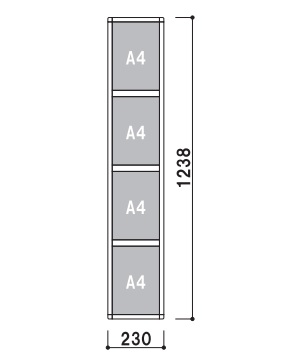 ファースト　S4T4　A4縦4段　プリンパスライドパネル複数段A4　【壁面直付可・カバー付・屋内・片面】