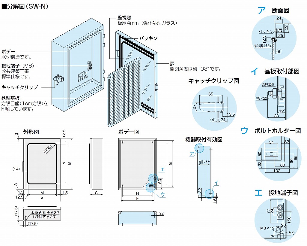 日東工業 SOWP20-56 耐風雨キャビネット 寸法mm w500xh600xd200 ライト