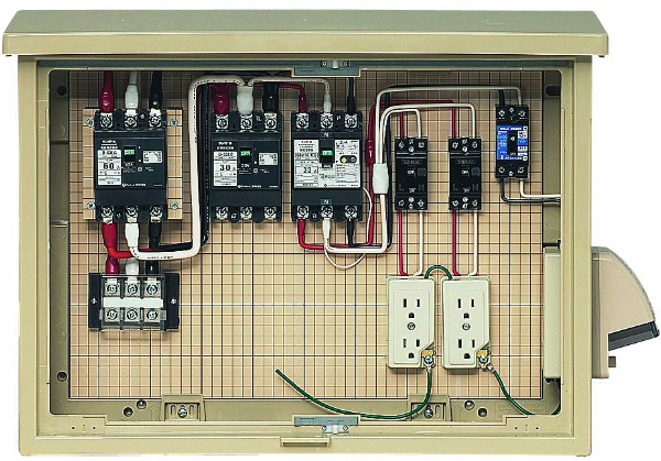 未来工業（MIRAI)　16A-M2CV6TB　ELB組込品　（ベージュ色）　屋外電力用仮設ボックス　（主、中継回路・末端路用）　受注品