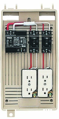 未来工業（MIRAI)　2L-2C　ELB組込品　（ベージュ色）　屋外電力用仮設ボックス　（漏電しゃ断器・分岐ブレーカー・コンセント内蔵）