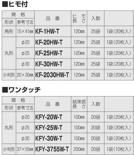 通販 | 未来工業（MIRAI) KF-20HW-T 丸形 φ20㎜ カラーエフ・ワンタッチカラーエフ （吊り下げタイプ） 【20枚入】 |  アドウイクス株式会社