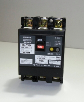 通販 | テンパール GB-52EC 2P2E 40A 30mA・50AF 漏電遮断器OC付 ELB