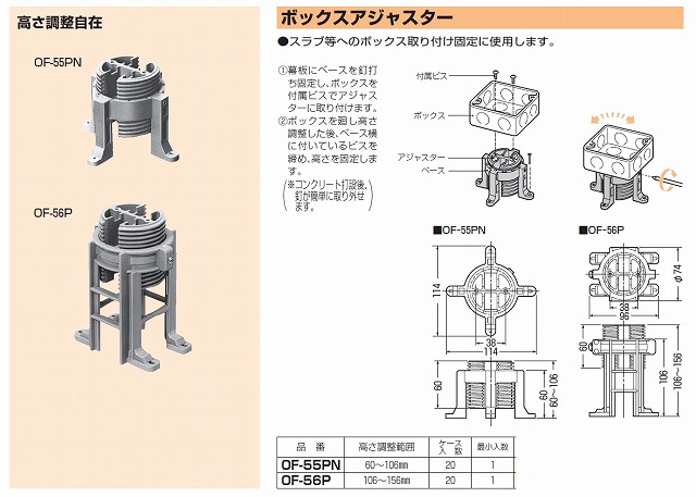 通販 未来工業（mirai Of 56p ボックスアジャスター 【1個】 アドウイクス株式会社