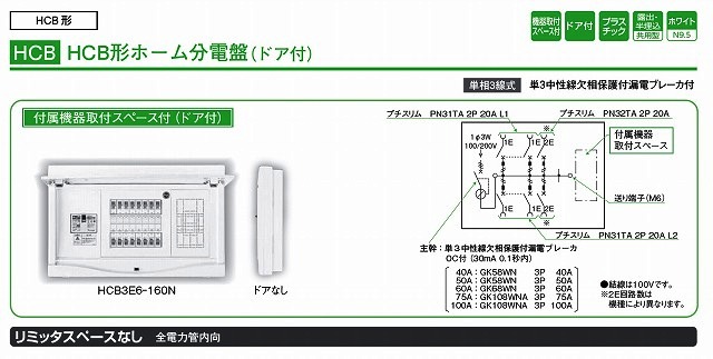 日東工業 HPD3N10-302 HCD型ホーム分電盤 ドアなし 主幹 サーキット