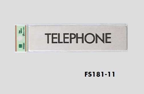 表示プレート　片面　FS181-11　TELEPHONE　40×160×1mm　ステンレスヘアーライン