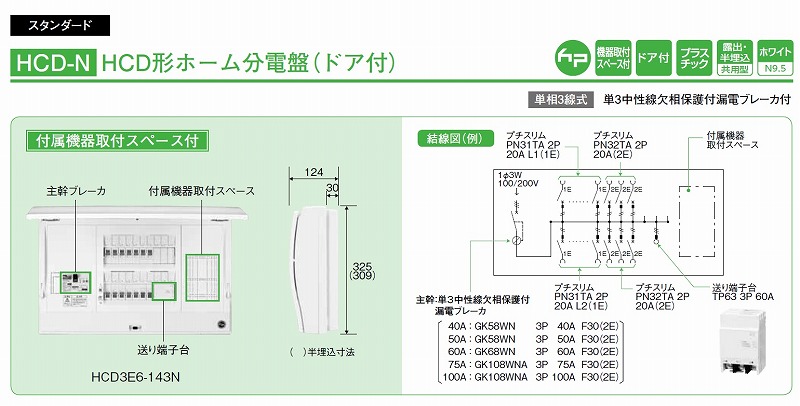 通販 | 日東工業 HCD3E5-183N HCD形ホーム分電盤（ドア付） 付属機器取付スペース付 HCD-N | アドウイクス株式会社