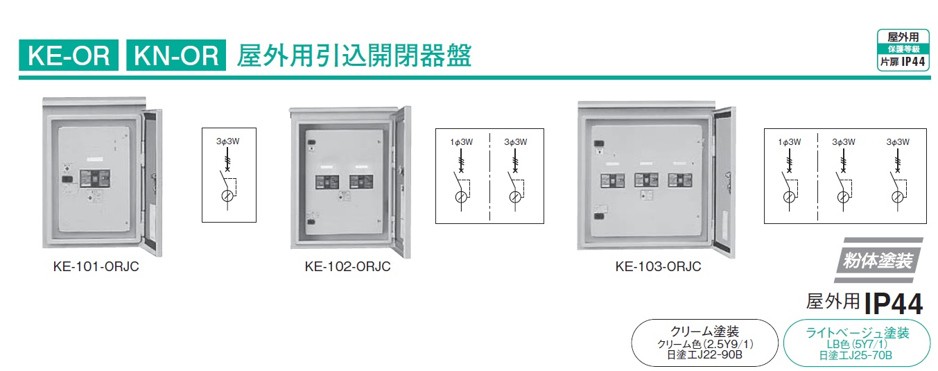 通販 | 日東工業 KE-32-ORJ ライトベージュ 屋外用引込開閉器盤 漏電 