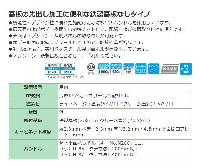 日東工業 E50-712A-F ライトベージュ E50-712AC-F クリーム 自立制御盤