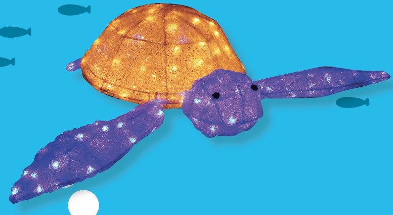 クリスタルグロー・ウミガメ　MARINETURTLE（ブルー×シャンパンゴールド色）　3Dモチーフライト